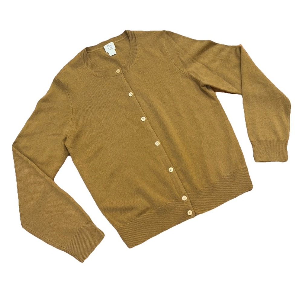 TSE 100% Cashmere Cardigan Brown Golden Brown Sz Medium Classic - Picture 5 of 7